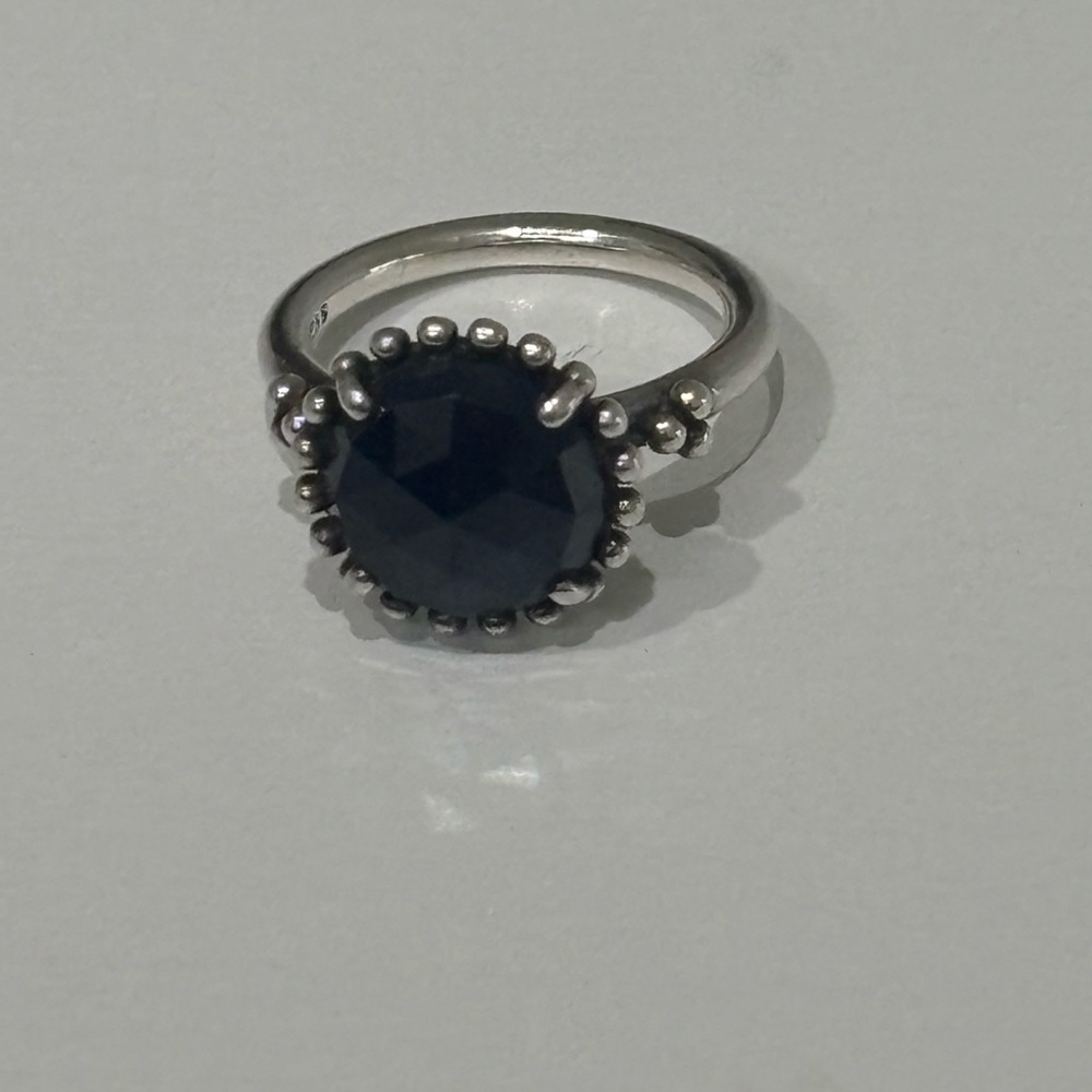 Retired Authentic Pandora Navy Blue Midnight Crystal Ring Sz 52/6